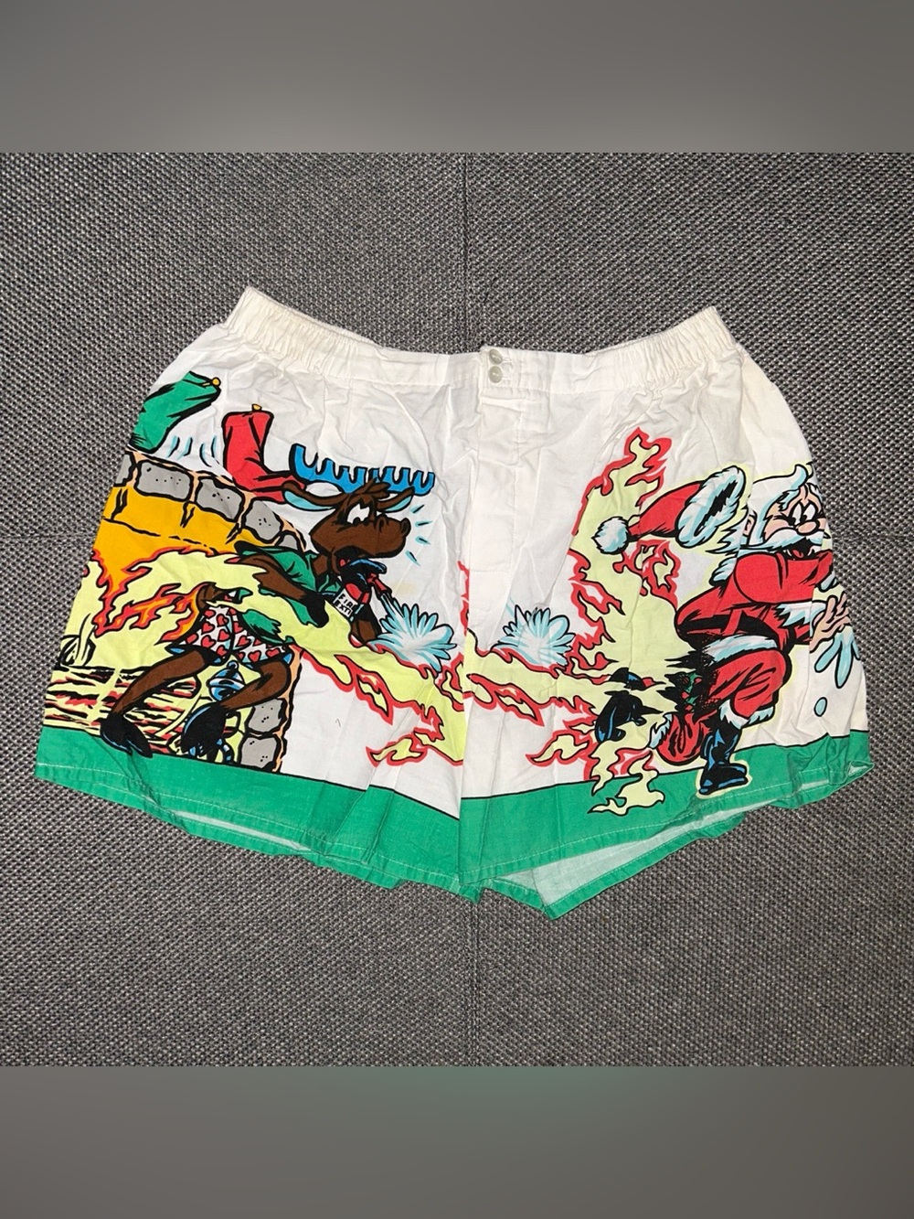 Rare 1991 Addiction White Boxer Shorts Multicolor Cartoon Print